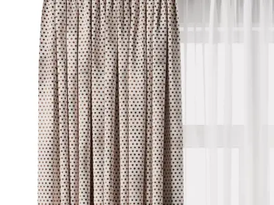 Curtain with rod 39 pink patterned curtain HBH Low-poly 3D model