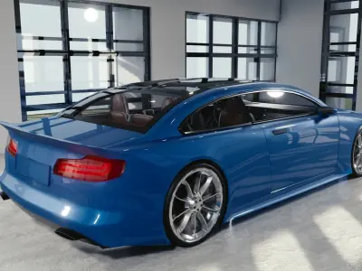 BLENDER EEVEE Brandless Mid Size 2 door sedan Low-poly 3D model