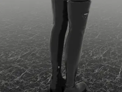 PRADA HIGH LEATHER BOOTS 3D SHOES Low-poly 3D model