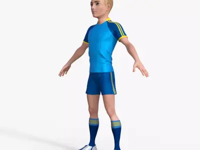 Cartoon Football player Rigged 3D model