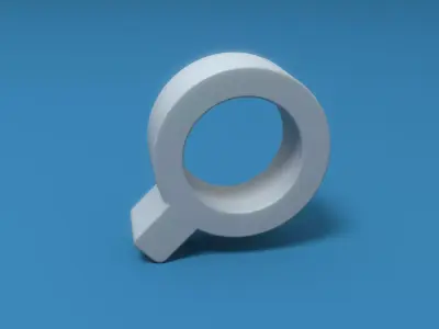 Zoom letter q Low-poly 3D model