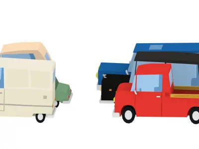 Cartoon Cars pack 2 Low-poly 3D model