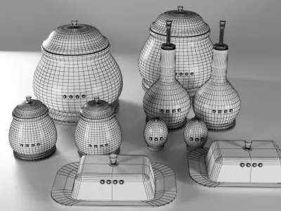 Spices Set Containers Low-poly 3D model