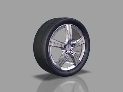 Alloywheel with Tyre Low-poly 3D model