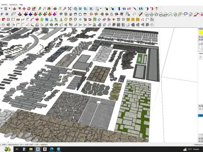 grey paving stone 3d model collection 3D model