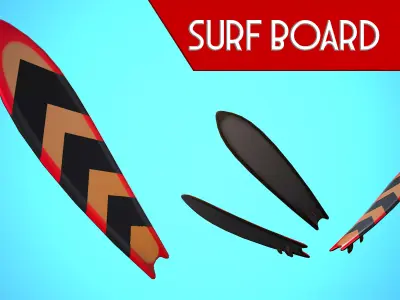 SURF BOARD 07 CARTOON STYLIZED Low-poly 3D model