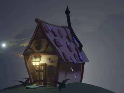 Low Poly Old Cartoon House Free low-poly 3D model