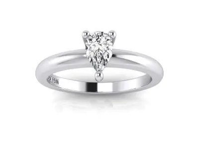 Solitaire pear shape diamond ring 3D print model