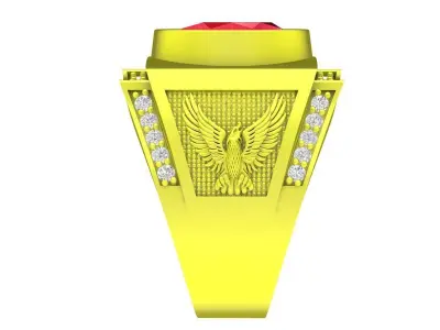 Luxury Oval Gemstone Signet Ring for Men 4898 3D print model