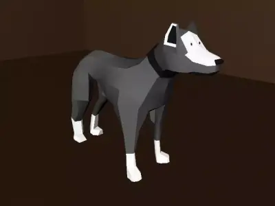 Dog with Materials Low-poly 3D model