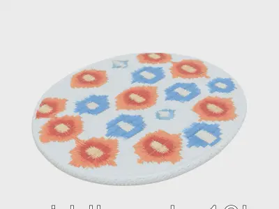 Round Multicolored Pattern Rug 3D Model Low-poly 3D model