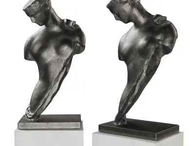 Greek woman torso pedestal black 3D model