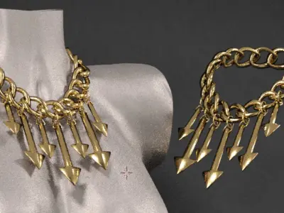 Big necklace with arrows 3D model