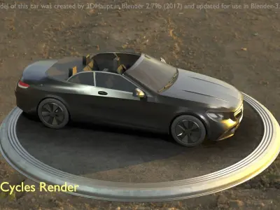 City Car 8 Top-Class Cabrio Open Type-A Black Low-poly 3D model