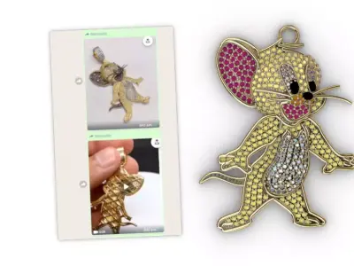 dijes- Colgante raton jerry de dibujos animados -v- 3D print model