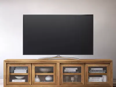 RH RECLAIMED RUSSIAN OAK GLASS MEDIA CONSOLE 3D model