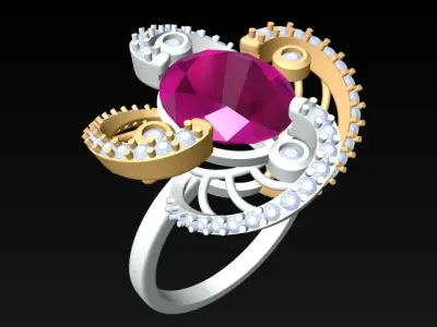 Oval Stone Ring - Womens Rings - GN107 3D print model