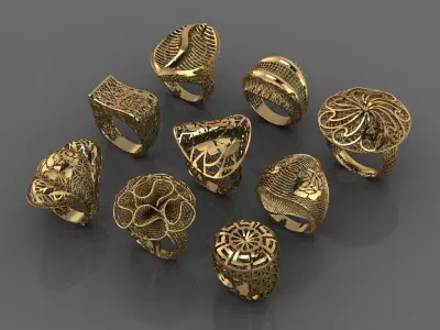 9 Fusion Ring PACK STL READY 3D print model