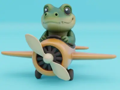 Baby Bombardino Crocodilo Italian brainrot Low Poly Character Low-poly 3D model