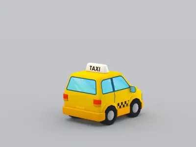 Cartoon Taxicab Low-poly 3D model