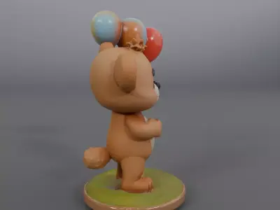 bear statue with balloon 3D model