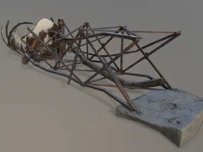 Ruined Water Tower Low-poly 3D model