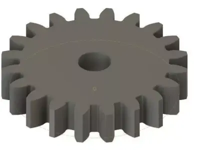 Spur Gear 20 teeth 5mm Wide 25mm Pitch Dia 20deg Press Angle 3D print model