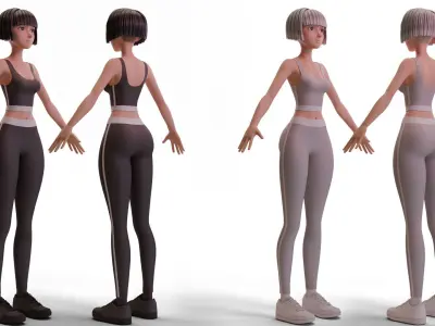 Stylized Fitness Girl 2 3D model