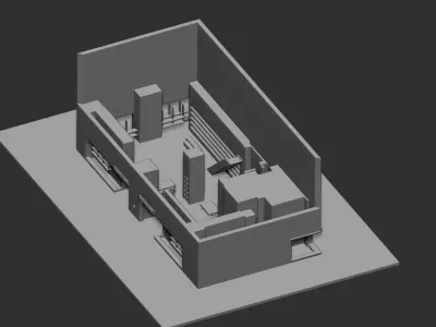 store model building with sign Free low-poly 3D model