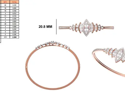 Women Bangle Bracelet STL JCD Details 3D print model get