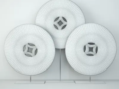 Blue and White Ceramic Disks 3 3D model