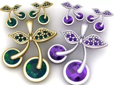 Gold Cherry Necklace Pendant 3D Printable Model 3D print model