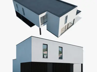 Modern House 01 White and black 3D model