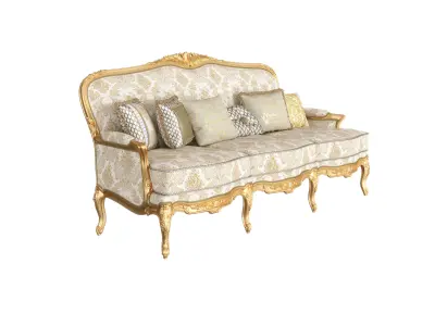 Cream and gold baroque sofa by Modenese 3D model