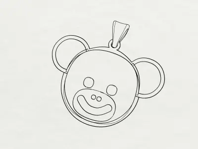 Bear Character Enamel Pendant 3D model Texture 3D print model