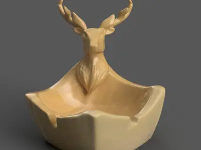 deer planter- garden urn - candy dish - organizer - ashtray 3D print model