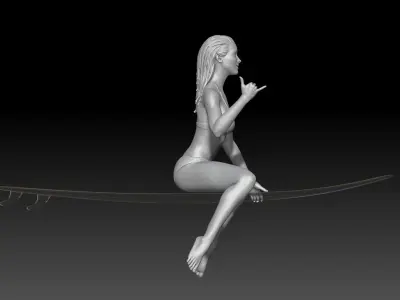 surf girl pose 2 3D print model