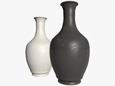 Two Black and White Vases 3D model