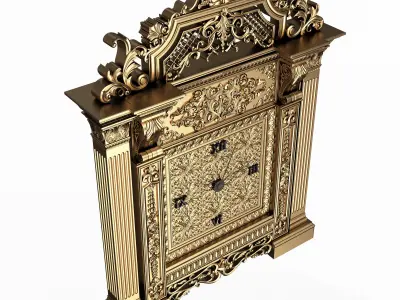 Classic Clock 020 Gold Low-poly 3D model