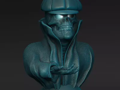 Skull lamp with Irish hat and open eyes 3D print model