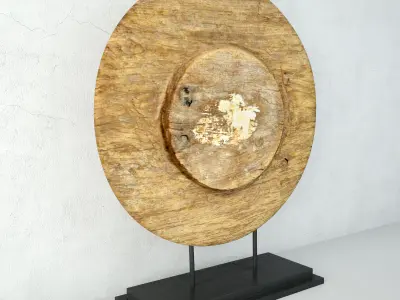 Antique Thai Ox Cart Wooden Wheel 3D model