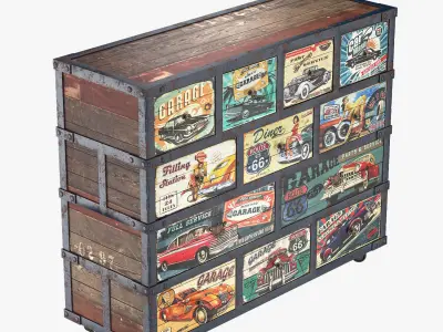 Chest of Drawers Retro Car 3D model