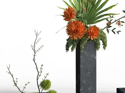 Indoor Plant Set 03 -three bouquets 3D model