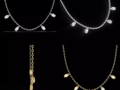 Luxury Drop Stone Chain Necklace Jewellery CAD 3DM STL 3D print model