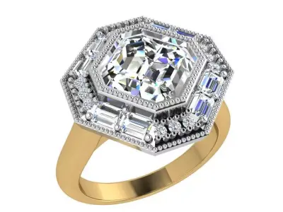 Octagonal Diamond Ring 3786 3D print model