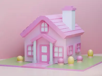 Stylized Low Poly House 3D Model  Game Ready Low-poly 3D model