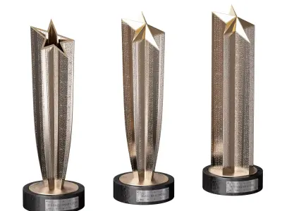 Award cup trophy star set 3D model