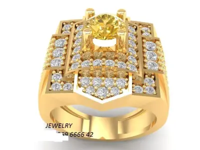 Luxury Square Gemstone Diamond Ring for Men 322 3D print model
