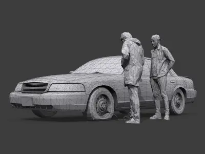 Road Accident Low-poly 3D model