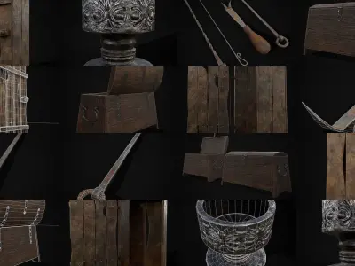 Medieval Prop Mix Sixty Seven 3D Model Collection